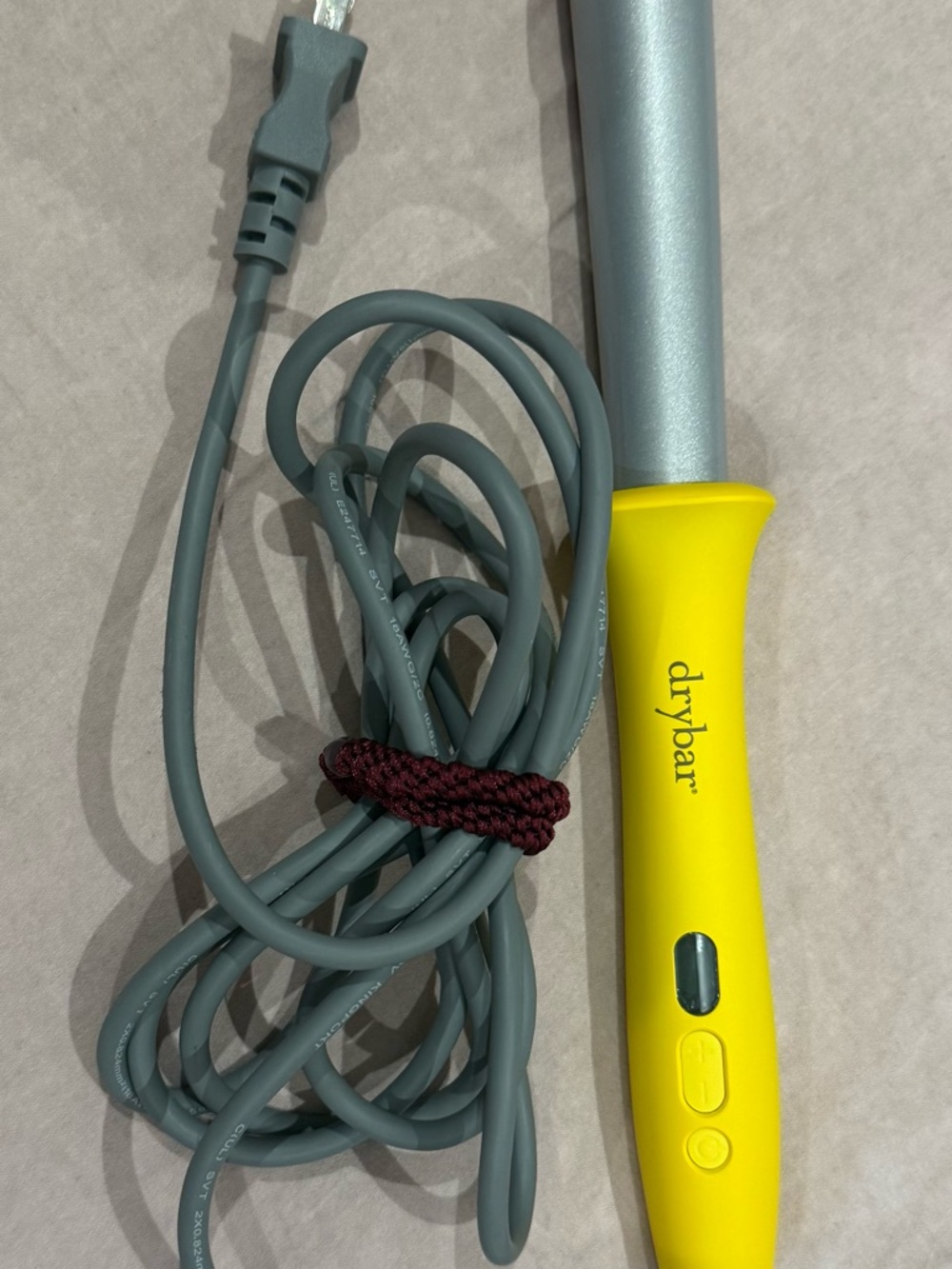 Drybar Yellow Styling Curling Wand with Gray Cord